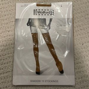 Wolford stay up Shadow 15 stockings large gobi